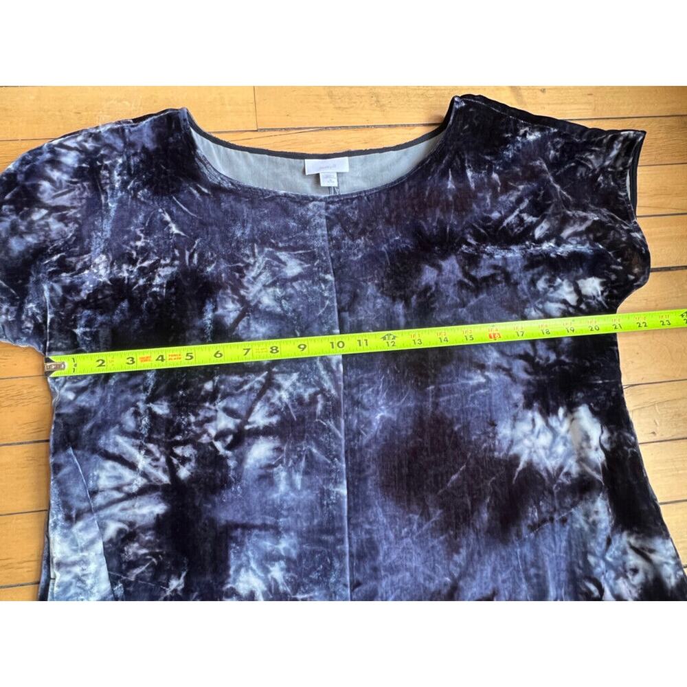 Pure Jill Deep Blue Tie-Dyed Velvet Velour Short Sleeve Dress NWT Medium Petite - Picture 10 of 12